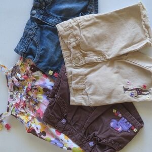 Gymboree 3T Girls Summer Safari Lot Shorts Jean Bermuda Tank Blouse